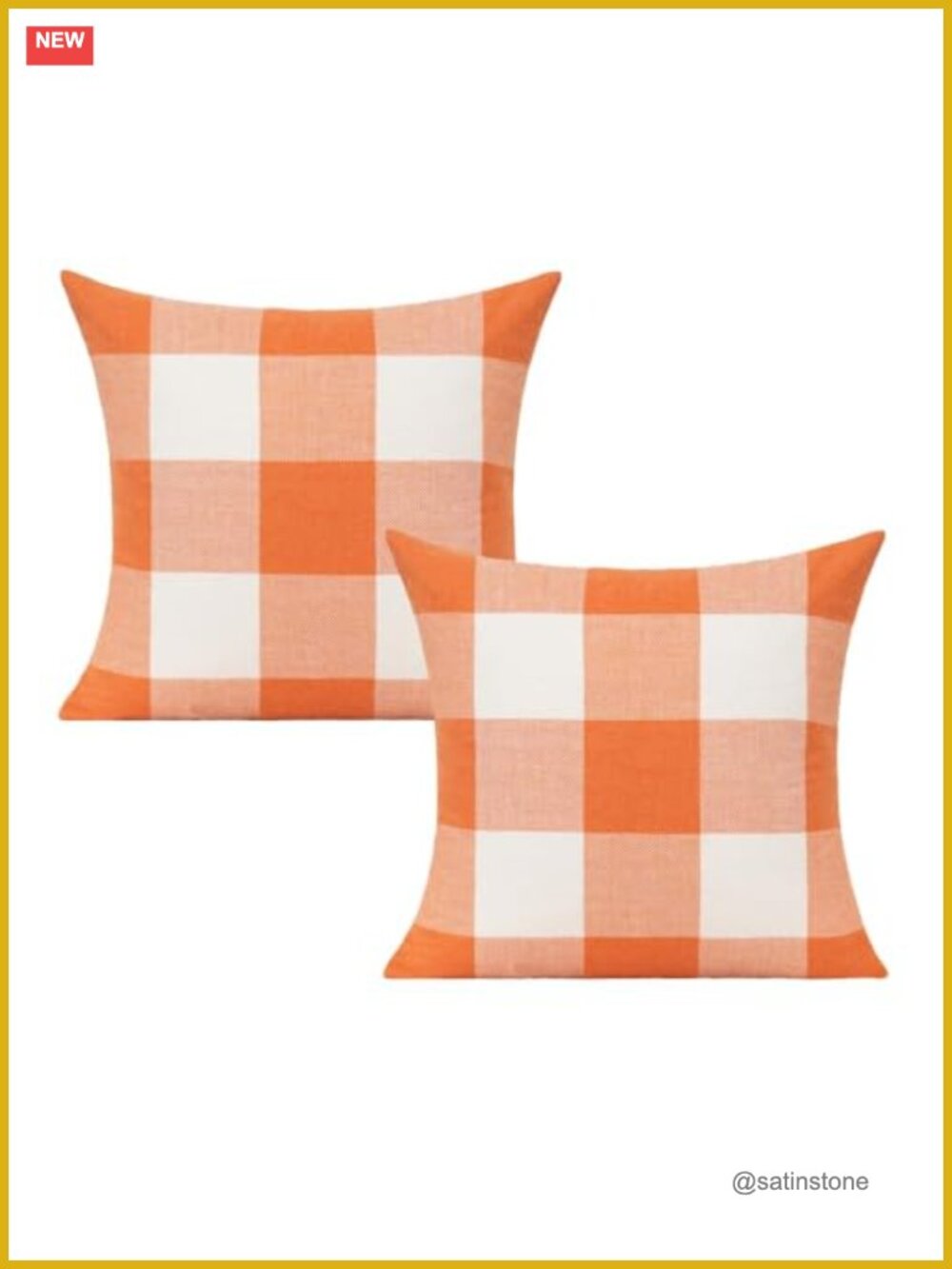 Set of 2 Plaid Throw Pillow Covers 18x18 Polyester Cotton Blend Zipper